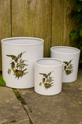 WHITE PLANTER WITH BIRDS ENGRAVING (SET OF 3)