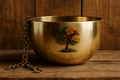 GOLDEN HANGING PLANTER WITH TREE ENGRAVING