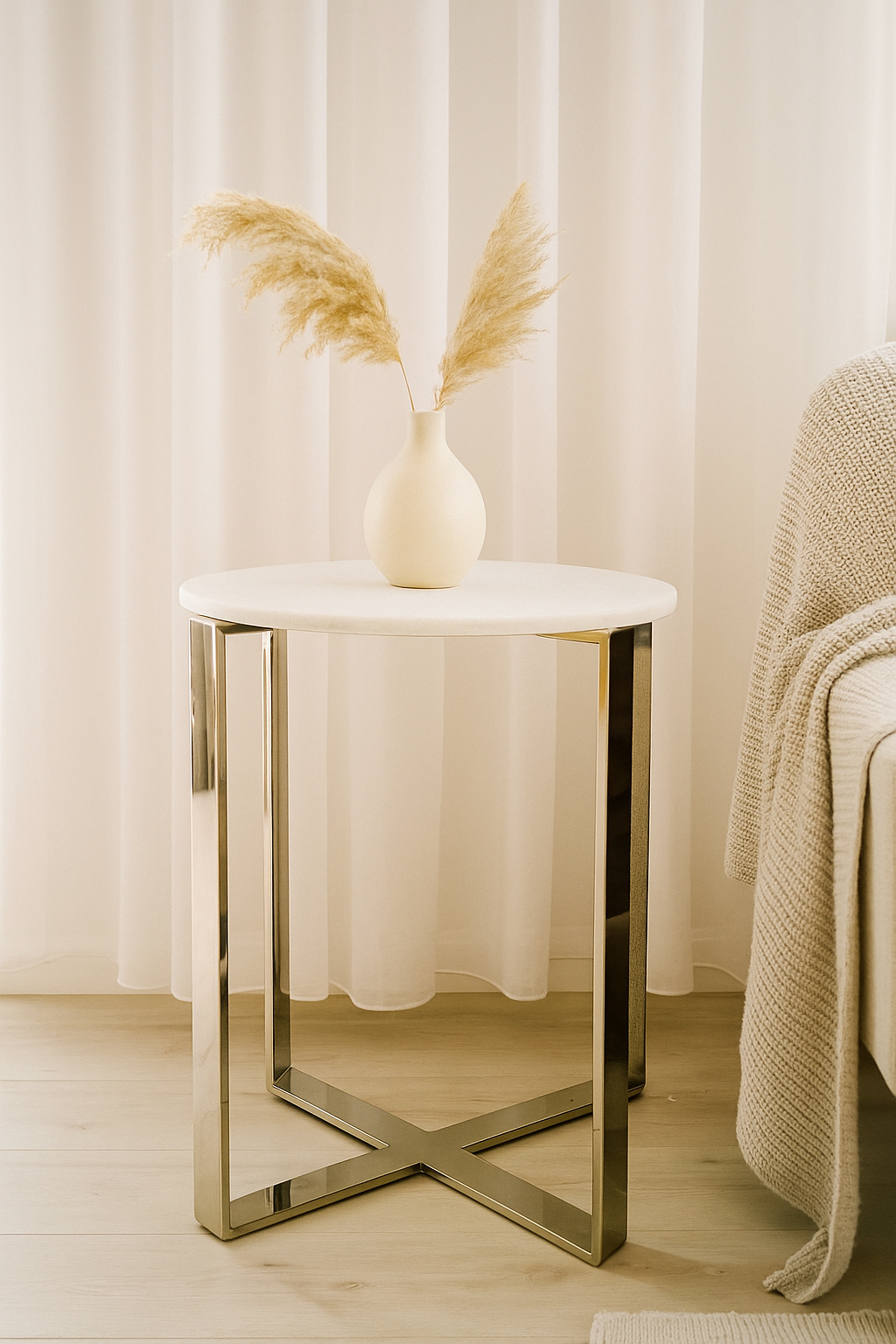 Silver Frame Marble Top Table