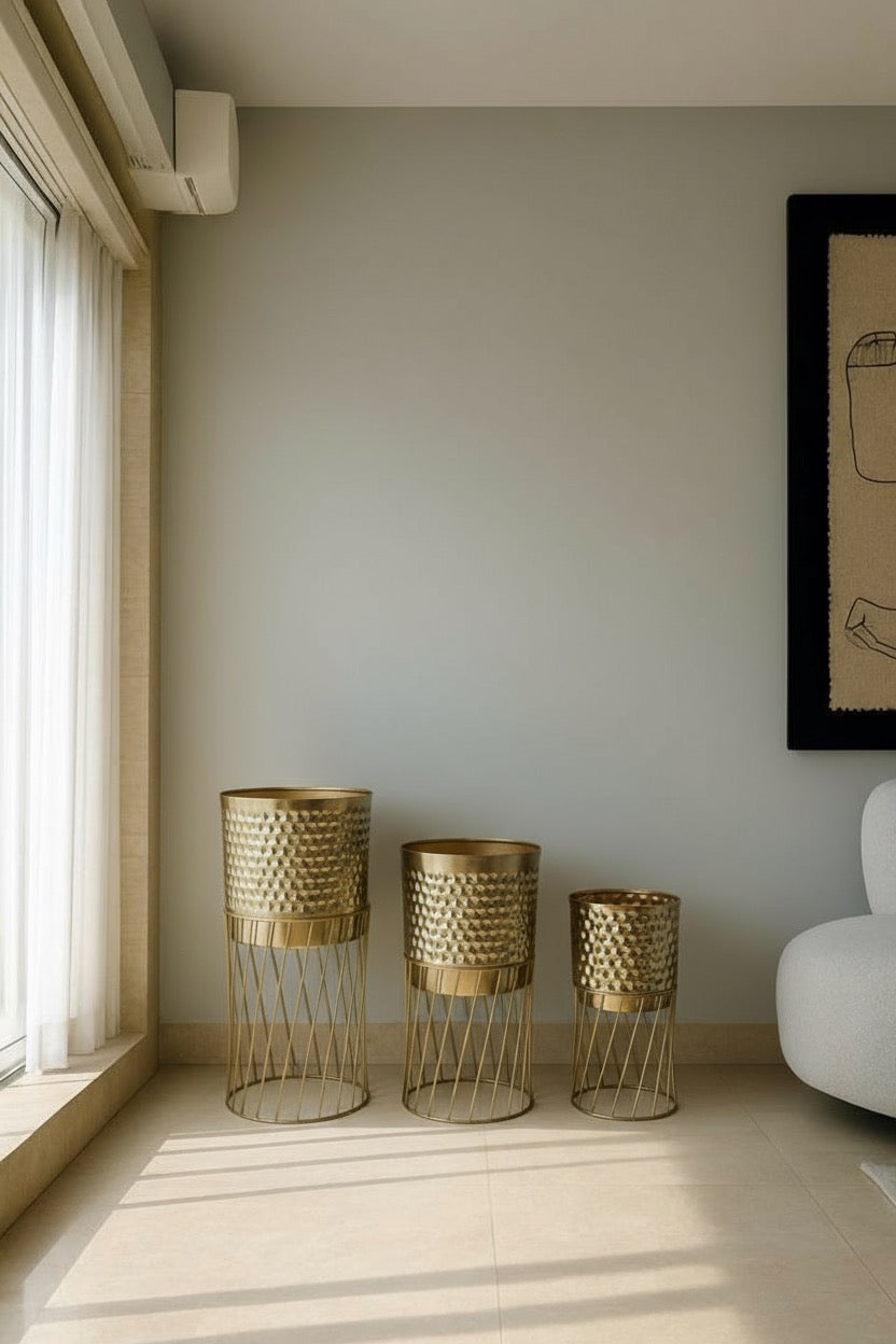 GILDED GEO PLANTER (SET OF 3)