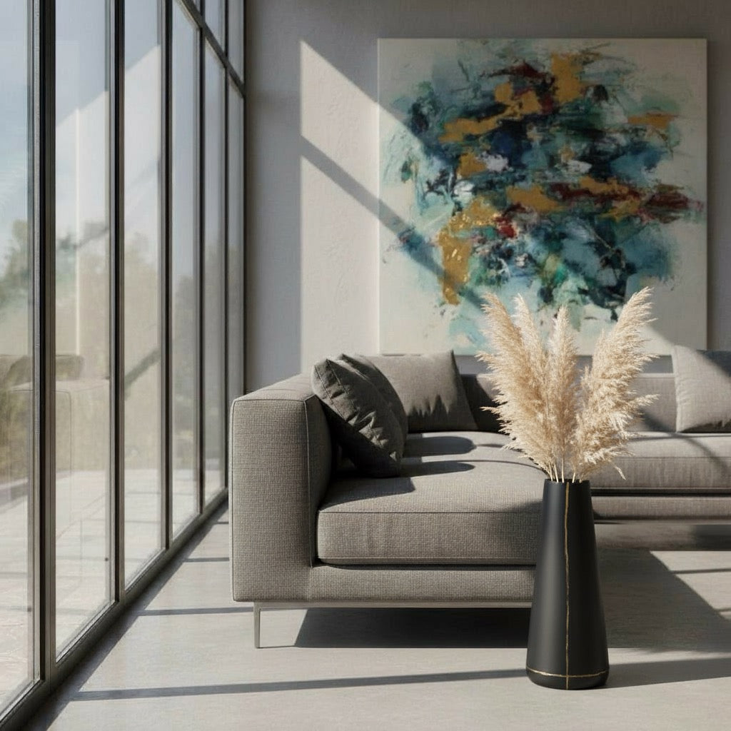 NOIR CREST METAL VASE